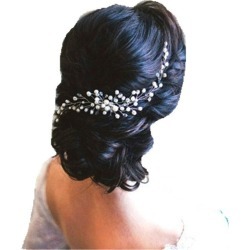 Silver Plated Full Pealr Hair Comb Hair Jewelry for Wedding Bride Women