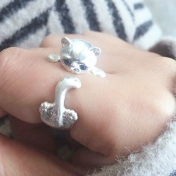 Cute Kitten Tiny Finger Ring