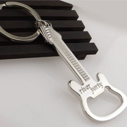 Zinc Alloy Beer Guitar Bottle Opener Keychain Key Ring