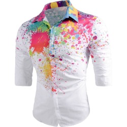 Colored Paint Splatter Long Sleeve Shirt