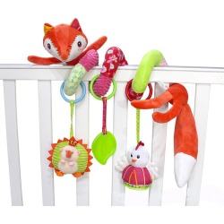 HAPPY MONKEY Baby Bed Bell Plush Fox Baby Stroller Pendant Toy