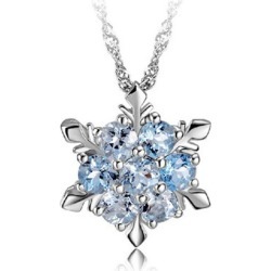 Fashion Jewelry Blue Crystal Snowflake Frozen Flower Silver Necklace Pendants
