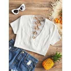Plunging Neck Lace Up Crop Cover Up Top