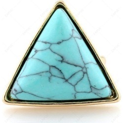 Faux Turquoise Triangle Metal Ring
