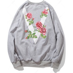 Floral V Print Crew Neck Sweatshirt