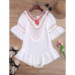 Crochet Trim Open Back Cover Up Dress