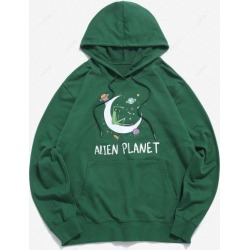 Kangaroo Pocket Alien Planet Drawstring Hoodie