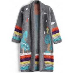 Jacquard Open Front Cardigan