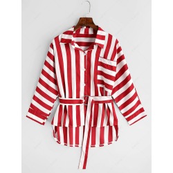 Striped High Low Shirt