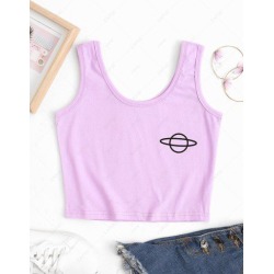 Planet Print Basic Crop Top