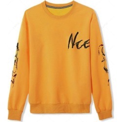 Letter Paint Print Crew Neck Sweatshirt