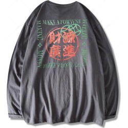 Make A Fortune Hanzi Print Long Sleeve T-shirt