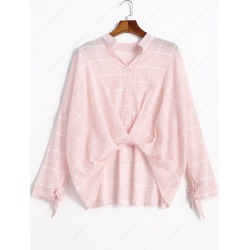 Checked High Low Blouse