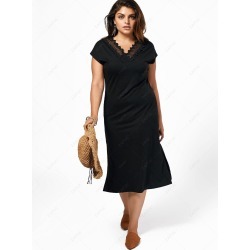 Lace Trim Plus Size Midi Dress
