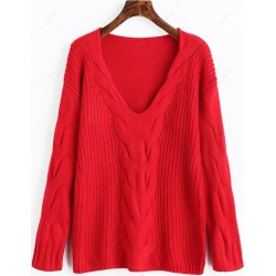 Cable Knit V Neck Sweater