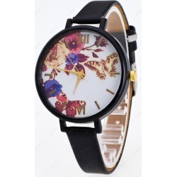 Faux Leather Flower Butterfly Wrist Watch