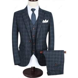 Plaid Three-piece Business Suit