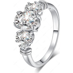 Oval Zircon Embellished Metal Ring