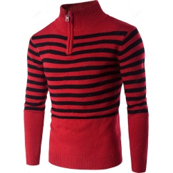 Half Zip Up Striped Sweater