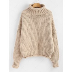 Rolled Hem Chunky Turtleneck Sweater