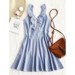 Crochet Trim Criss Cross Mini Dress
