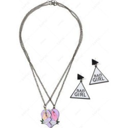Best Buds Heart Geometric Jewelry Set