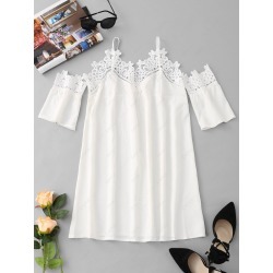 Cold Shoulder Lace Insert Mini Dress