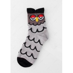 Winter Owl Cartoon Quarter Socks
