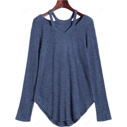 Cut Out V Neck Sweater