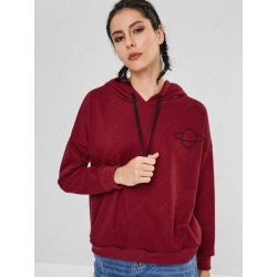 ZAFUL Drawstring Loose Planet Hoodie