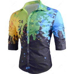 Colored Paint Splatter Long Sleeve Shirt