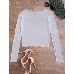 Shiny Mesh Beach Cover Up Top
