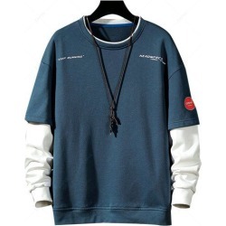 Keep Running Letter Print Faux Twinset Sweatshirt