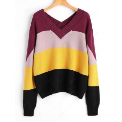 Striped V Neck Sweater