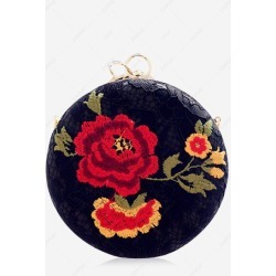 Metal Ring Embroidery Clutch Bag
