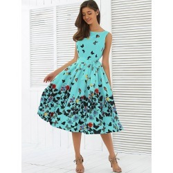 Sleeveless Floral A Line Dress