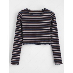 Crop Knit Striped Tee