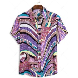 Chevron Striped Button Up Hawaii Shirt