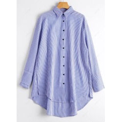 Striped High Low Loose Shirt