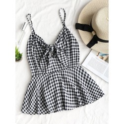 Plaid Ruffle Tank Top