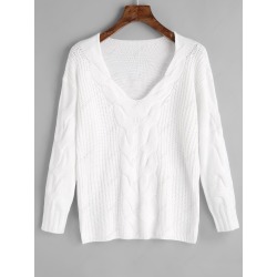 Cable Knit V Neck Sweater