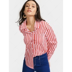High Low Striped Pocket Shirt