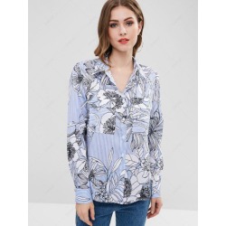 ZAFUL Striped Floral High Low Shirt