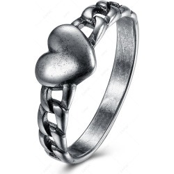 Vintage Alloy Chain Heart Ring