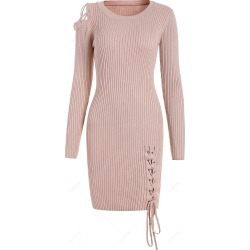 Lace Up Cold Shoulder Sweater Dress