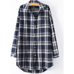 Shirt Neck Tartan Plus Size Shirt