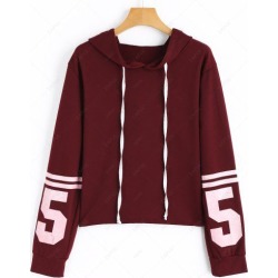 Contrasting Drawstring Number Hoodie