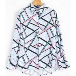 Striped Geometric High Low Shirt