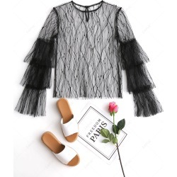 Tiered Sleeve Mesh Blouse