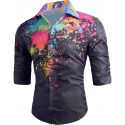 Colored Paint Splatter Long Sleeve Shirt